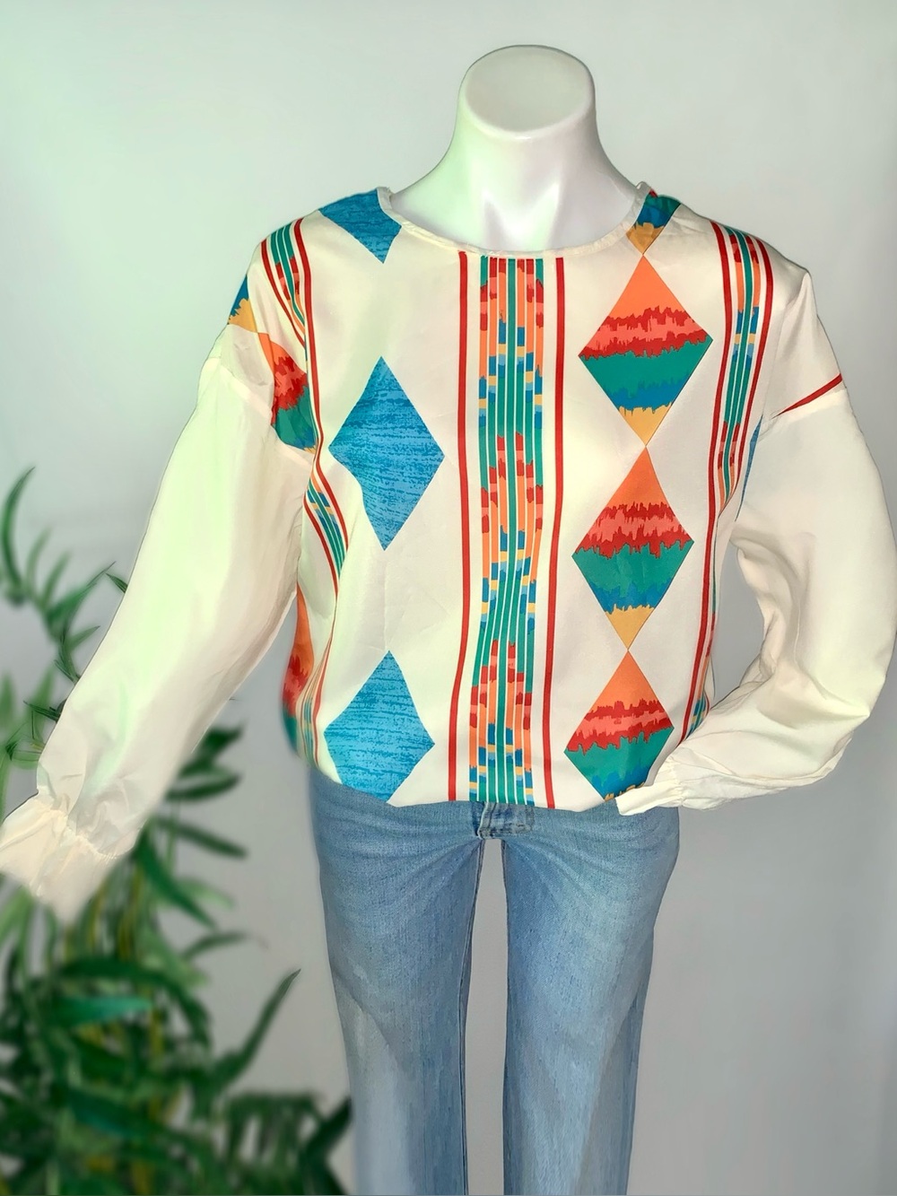 g e o :: Vintage Lightweight Southwestern Argyle Blouse